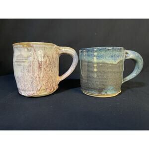 Handmade Hand Thrown Pottery Coffee Espresso Mug Lot of 2 Studio Art Pottery